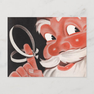 Kerstman met herinneringssnoer aan vinger feestdagenkaart