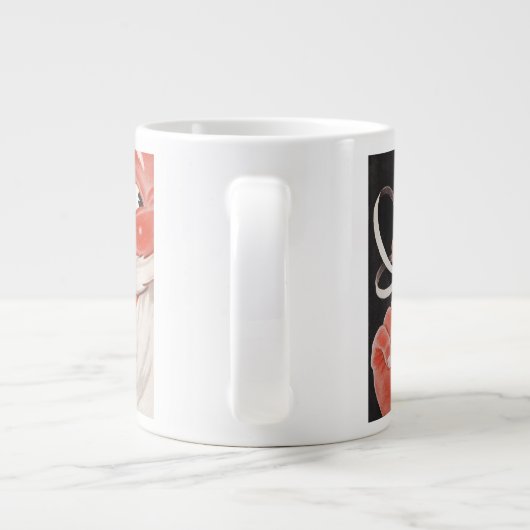 Kerstman met Herinneringsstring op Vinger Extra Grote Beker (Achterkant)