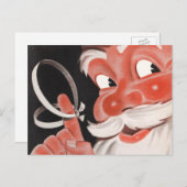 Kerstman met Herinneringsstring op Vinger Feestdagenkaart (Voorkant / Achterkant)