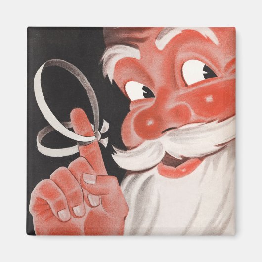 Kerstman met Herinneringsstring op Vinger Magneet (Voorkant)