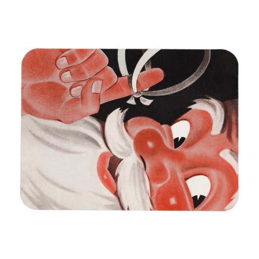 Kerstman met Herinneringsstring op Vinger Magneet (Horizontaal)