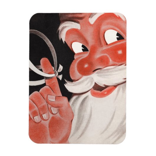 Kerstman met Herinneringsstring op Vinger Magneet (Verticaal)