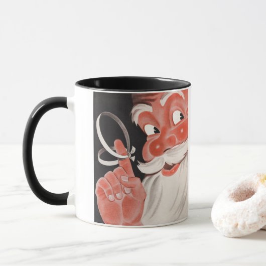  Kerstman met Herinneringsstring op Vinger Mok (Met donut)
