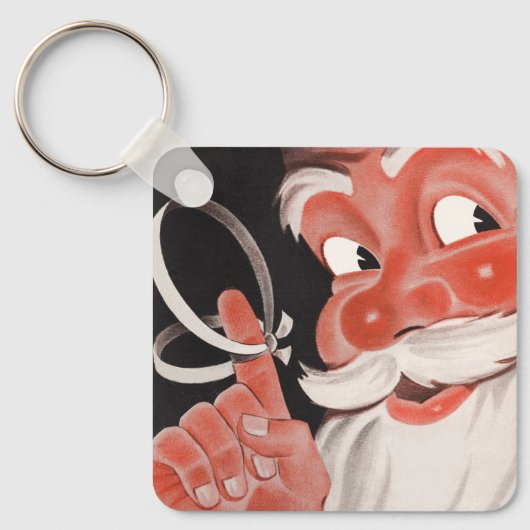 Kerstman met Herinneringsstring op Vinger Sleutelhanger (Voorkant)