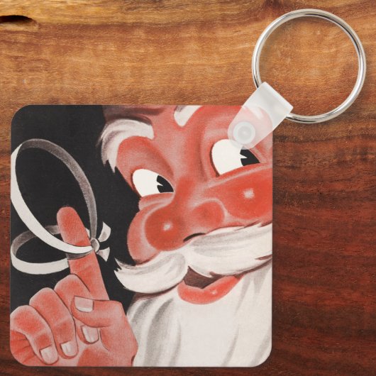 Kerstman met Herinneringsstring op Vinger Sleutelhanger (Achterkant)