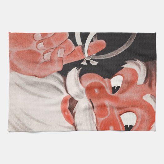 Kerstman met Herinneringsstring op Vinger Theedoek (Horizontaal)