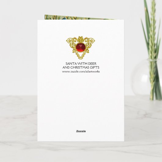 KERSTMAN MET HERT EN KERSTCADEAUS IN WINTERSNEEUW FEESTDAGEN KAART (Achterkant)