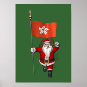 Kerstman met het embleem van Hong Kong Poster