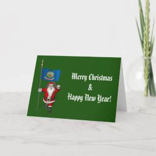 Kerstman met het embleem van Idaho Feestdagen Kaart