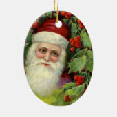  kerstman met Holly Berries Keepomwille Keramisch Ornament (Achterkant)