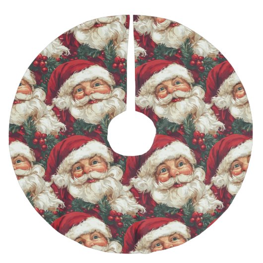 Kerstman met Holly en bessen Kerstmis Kerstboom Rok (Voorkant)