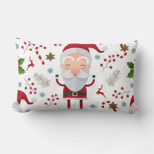 “Kerstman met Hulst” Kerstmis Kussen (Voorkant)