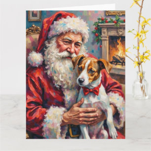 Kerstman met Jack Russell Kerst Kunst Kaart