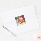  kerstman met kaars vierkante sticker (Envelop)