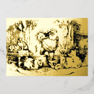  Kerstman met Katten & Honden Kerst Folie Feestdagenkaart