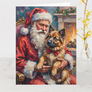 Kerstman met Keeshond Kerst Kunst Kaart