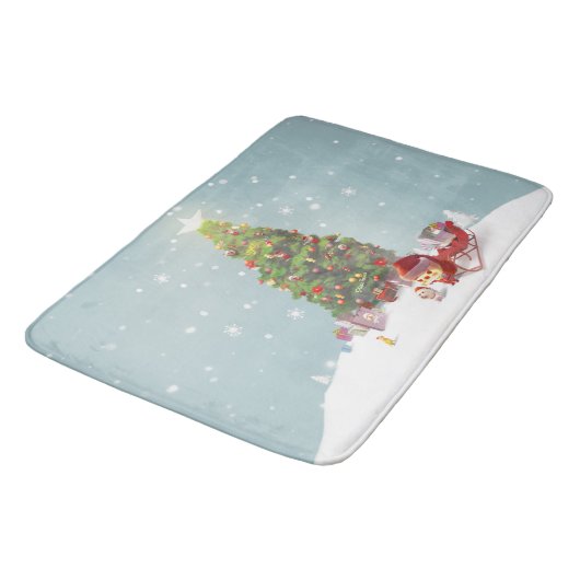 Kerstman met kerstboom badmat (Gekanteld)