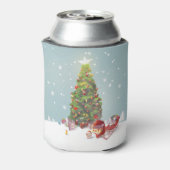 Kerstman met kerstboom blikjeskoeler (Blikje Achterkant)