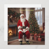 Kerstman met kerstboom feestdagenkaart (Voorkant / Achterkant)