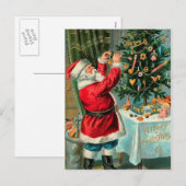 kerstman met kerstboom feestdagenkaart (Voorkant / Achterkant)