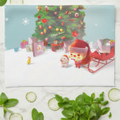 Kerstman met kerstboom theedoek (Gevouwen)