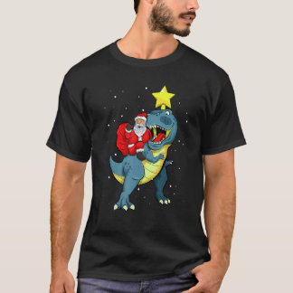 Kerstman met kerstcadeau voor jongens Rex Dinosaur T-shirt