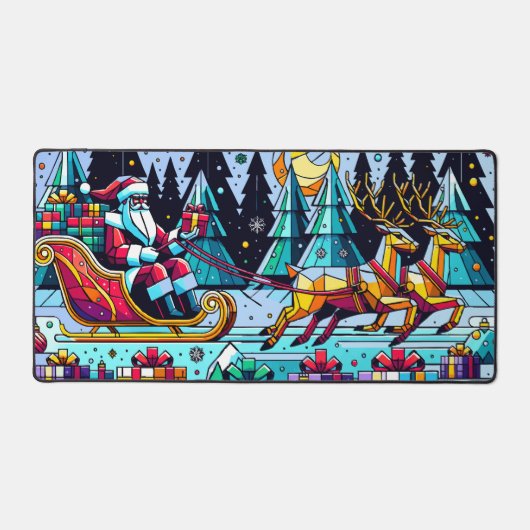 Kerstman met kerstcadeaus bureaumat (Voorkant)