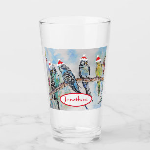 Kerstman met kerstcadeautjes Waterverf Glas