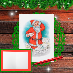 Kerstman met kerstkaarten feestdagen kaart