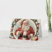 kerstman met kerstkrans kaart (Voorkant)