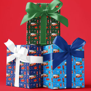 Kerstman met Kerstman en Dalmatiër voor brandweerm Inpakpapier Vel