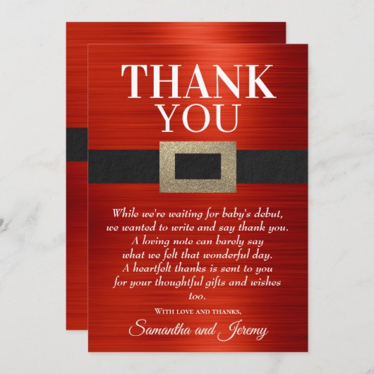 Kerstman met kerstman met kerstman: neutraal Baby Bedankkaart (Voorkant / Achterkant)