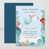 Kerstman met Kerstmis — kondiging Feestdagenkaart (Voorkant / Achterkant)