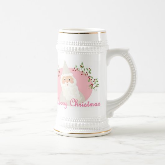 Kerstman met kerstMok in roze Bierpul (Rechts)