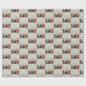 kerstman met kersttrein cadeaupapier (Vlak)