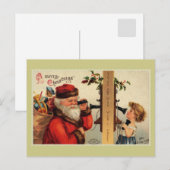 Kerstman met kind en oude telefoon Briefkaart (Voorkant / Achterkant)
