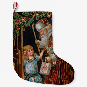 kerstman met kind kleine kerstsok