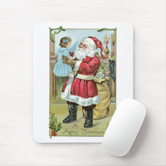 Kerstman met kind Muismat (Met muis)