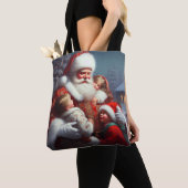 Kerstman met kinderen 4 draagtas (Dichtbij)