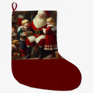 Kerstman met kinderen 6 grote kerstsok