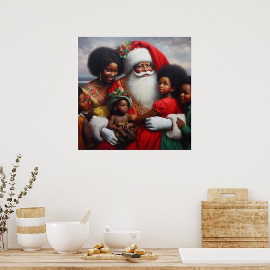 Kerstman met kinderen 7 poster (Keuken)
