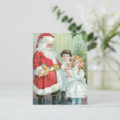 Kerstman met Kinderen Feestdagenkaart (Staand voorkant)