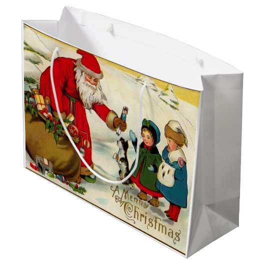 kerstman met kinderen large cadeauzakje (Achterkant Gekanteld)