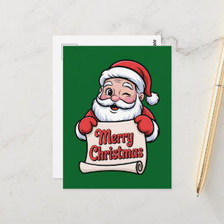 Kerstman met knipoog 🎅 "Prettig Kerstfeest" Briefkaart
