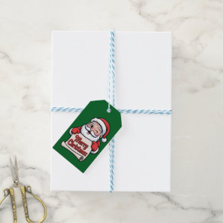 Kerstman met knipoog 🎅 "Prettig Kerstfeest" Cadeaulabel