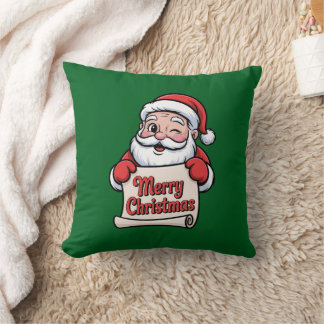 Kerstman met knipoog 🎅 "Prettig Kerstfeest" Kussen