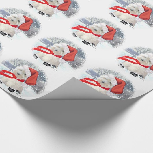 Kerstman met laarzen aan cadeaupapier (Hoek)