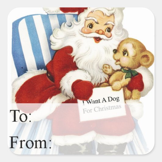  Kerstman met Label met kerstcadeaus voor honden (Voorkant)