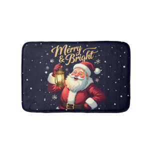 Kerstman met lantaarn Illustratie Merry Bright Badmat