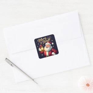 Kerstman met lantaarn Illustratie vrolijk en helde Vierkante Sticker